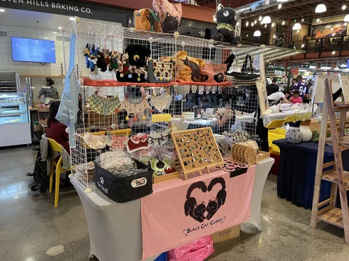 Our booth on the Castro Valley Marketplace floor, next to the other makers and the bakery counter